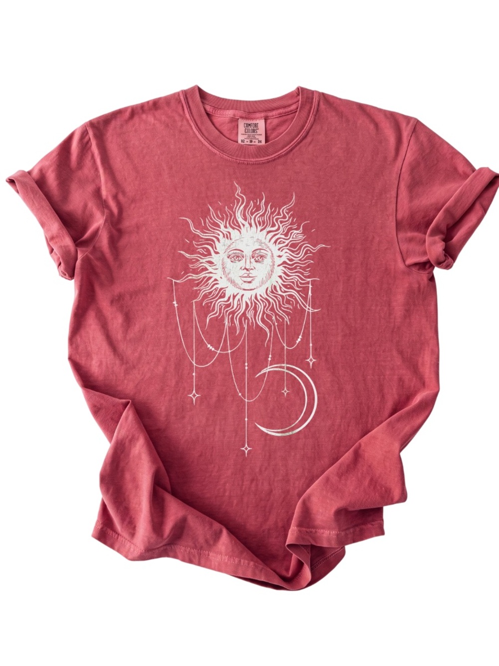 Comfort Colors Crimson Patricia Boho Sun And Moon Unisex Graphic Tee